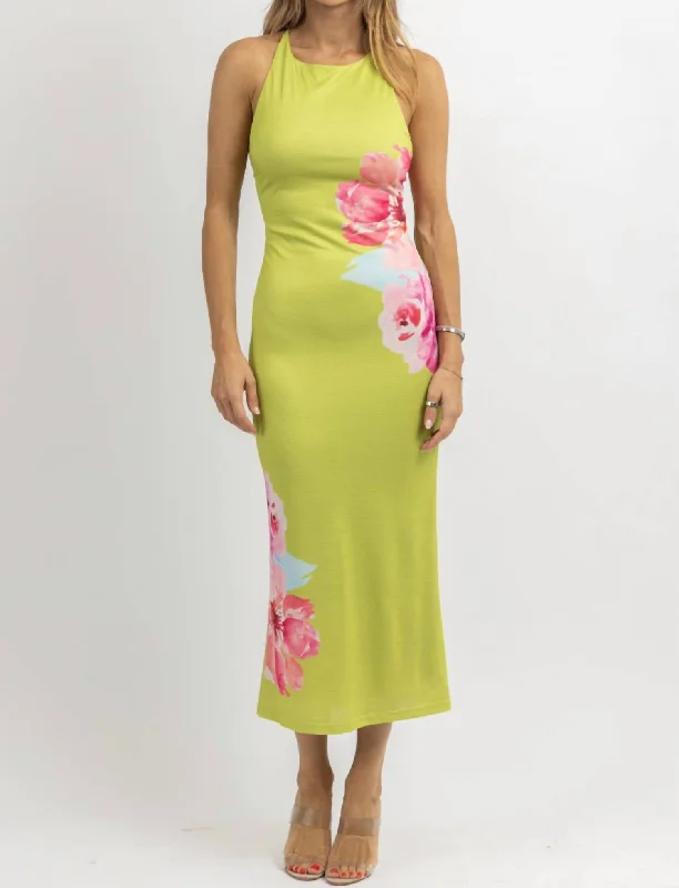 Women's Clothes And Garments Floral Maxi Dress In Pistachio
