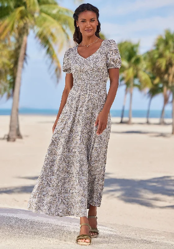 Women's Clothing And Garments Sets LASCANA Floral Print Maxi Dress Grey Multi