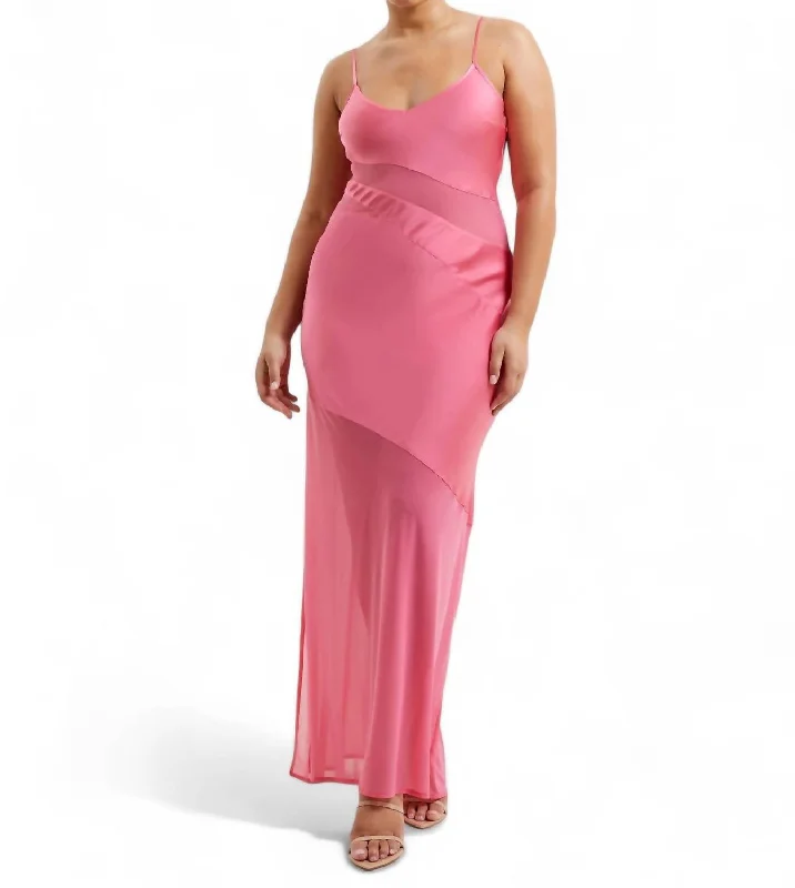 Extreme Clearance Deals Inu Satin Strappy Dress In Camellia Rose