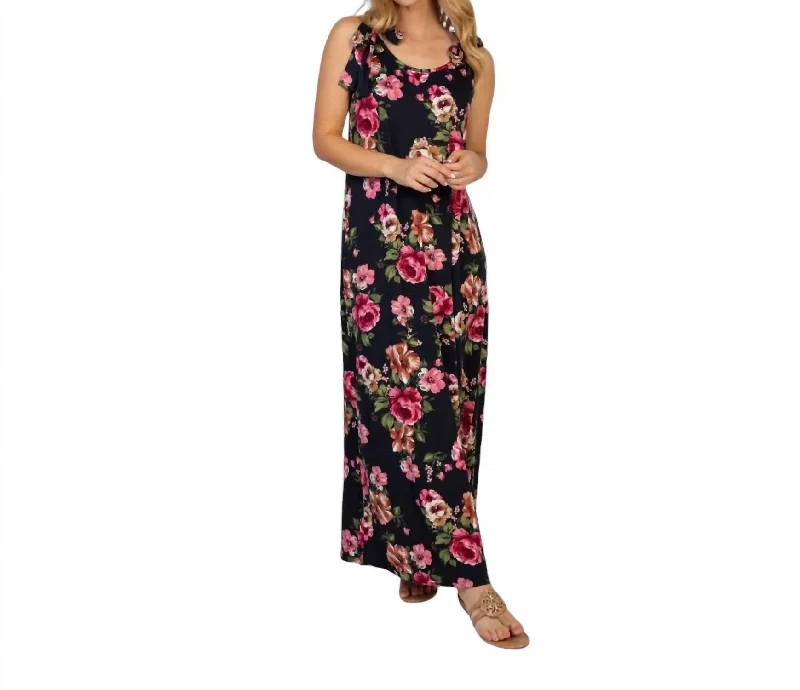 Comfortable Casual Wear Alex Floral Maxi Dress In Black/multi