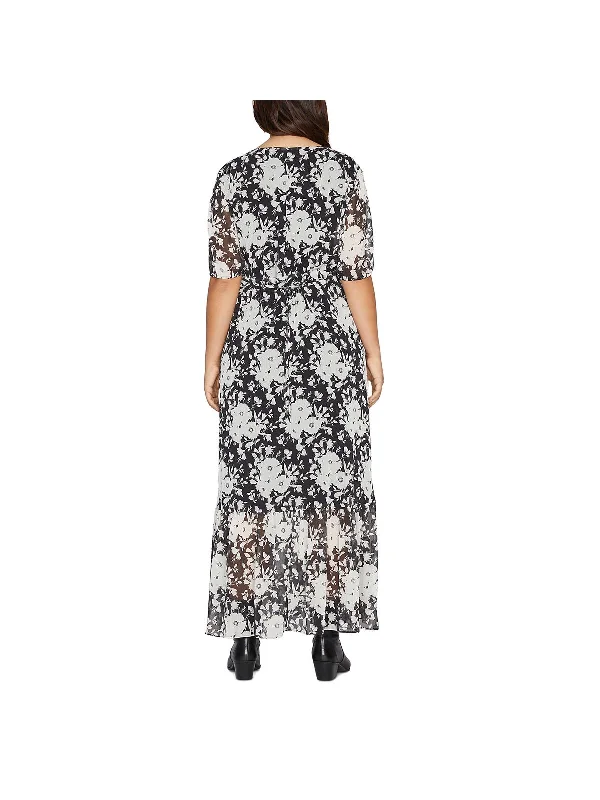 Women's Vacation Garments Florence Womens Puff Sleeve V-Neck Maxi Dress