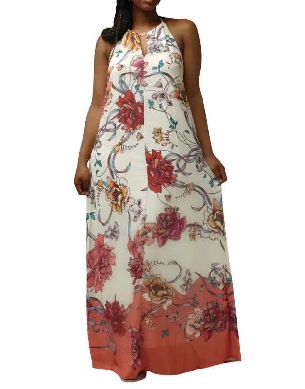 Sophisticated Style Halter Maxi Dress In Ivory Multi