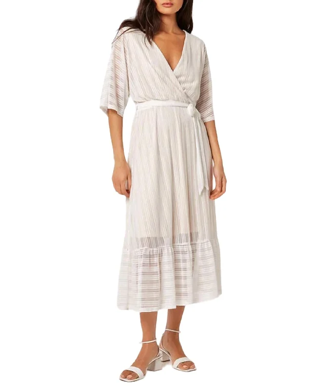 Comfortable Casual Wear Lurex Mesh Kimono Maxi Dress In Cream