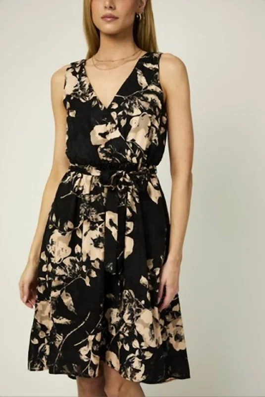 Women's High-Fashion Clothes Floral Harmony Burnout Hi-Lo Dress In Black