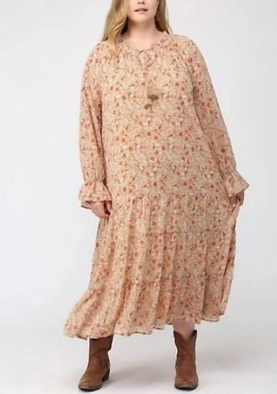 Women's Formal Wear Floral Maxi Dress In Beige