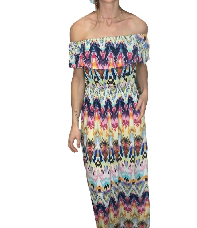 Relaxed Style Chevron Maxi Dress In Multicolor
