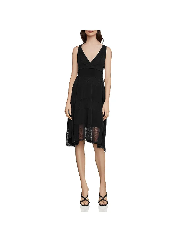 Women's Plus-Size Casual Outfit Womens Sleeveless Plunging Cocktail Dress