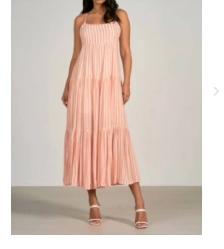 Women's Professional Clothes Maxi Dress In Coral Stripe