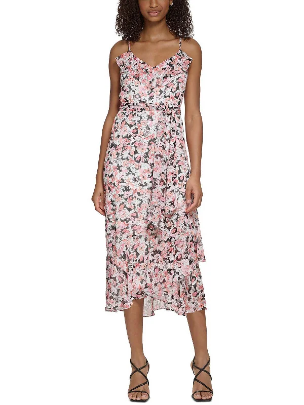 Laid-Back Elegance Womens Chiffon Ruffled Maxi Dress