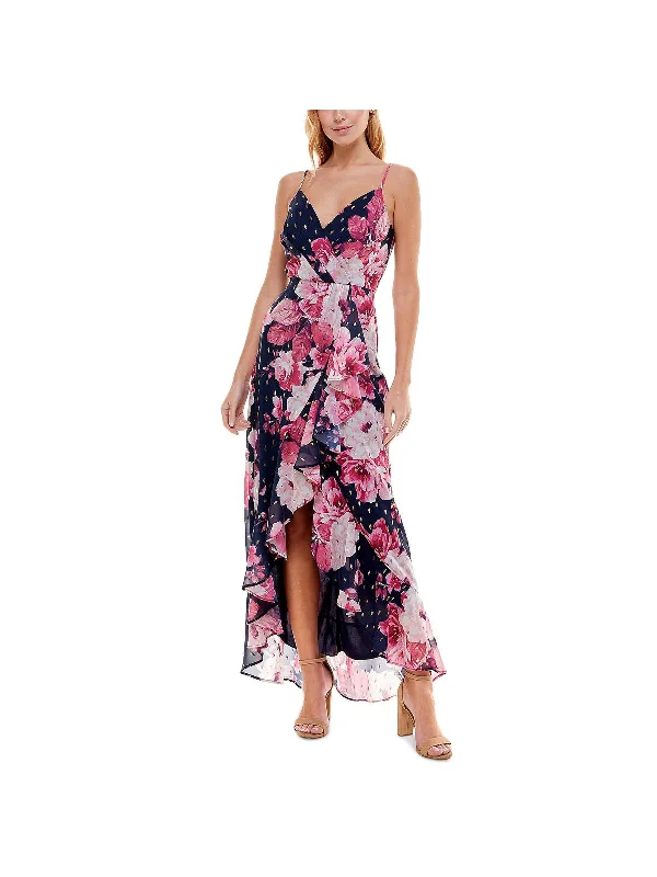 Classic Women's Fashion Juniors Womens Floral Ruffled Maxi Dress