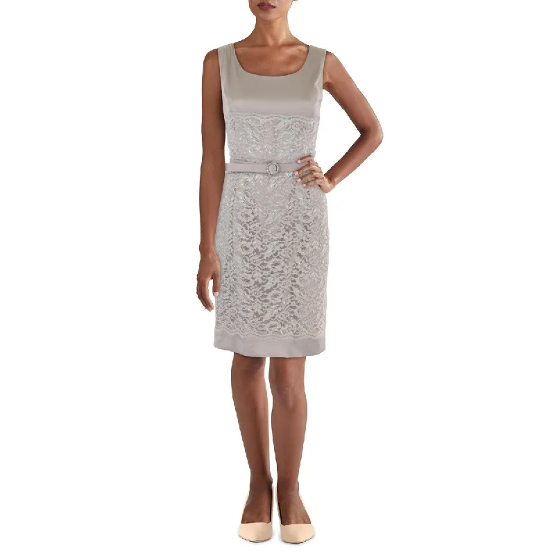 Online Boutiques Womens Metallic Lace Sleeveless Cocktail Dress