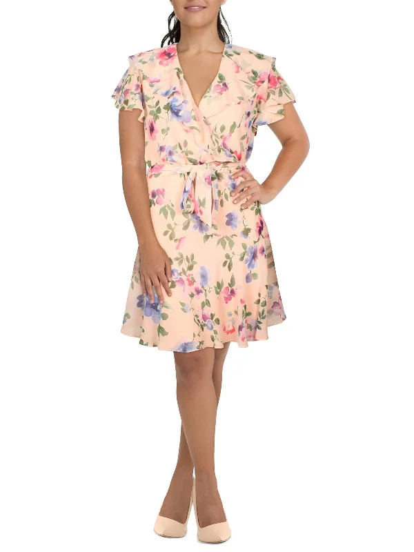 Classic Clothes For Women Womens Ruffled Knee Length Sheath Dress