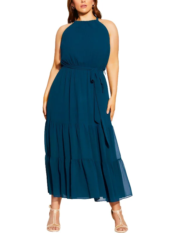 Extreme Clearance Deals Plus Womens Chiffon Halter Maxi Dress