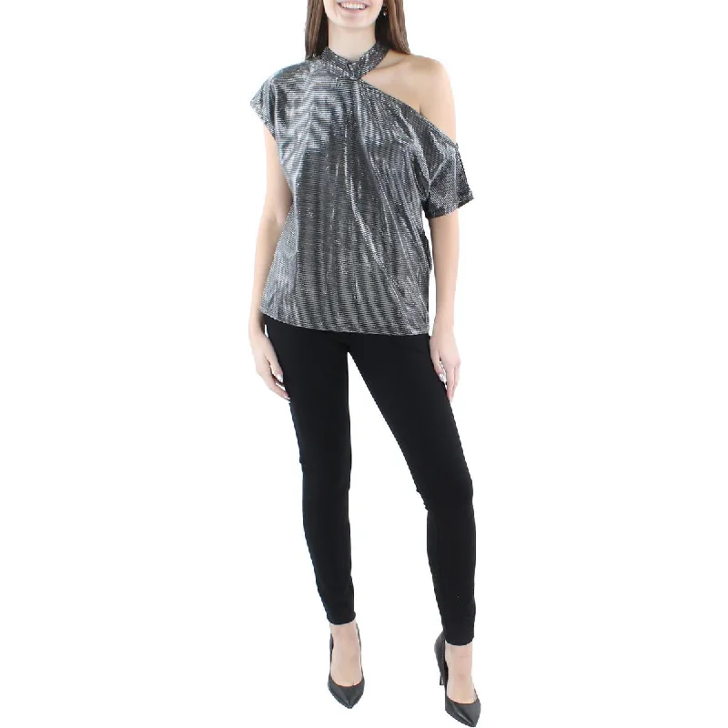 Timeless Women's Outfit Womens Metallic Dressy Pullover Top