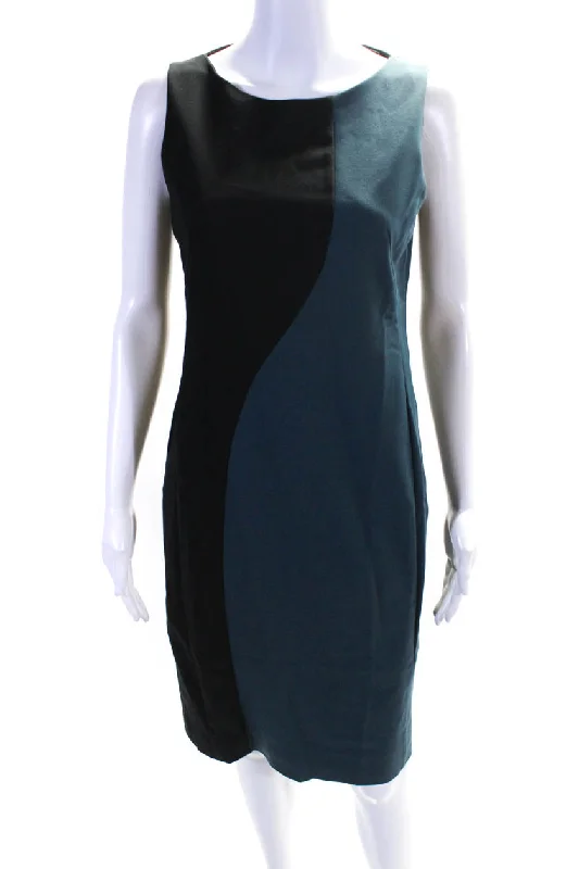 Plus Size Women's Fashion and Clothing Akris Punto Women's Sleeveless Color block Sheath Dress Black Blue Plus Size Women's Fashion and Clothing Akris Punto Women's Sleeveless Color block Sheath Dress Black Blue