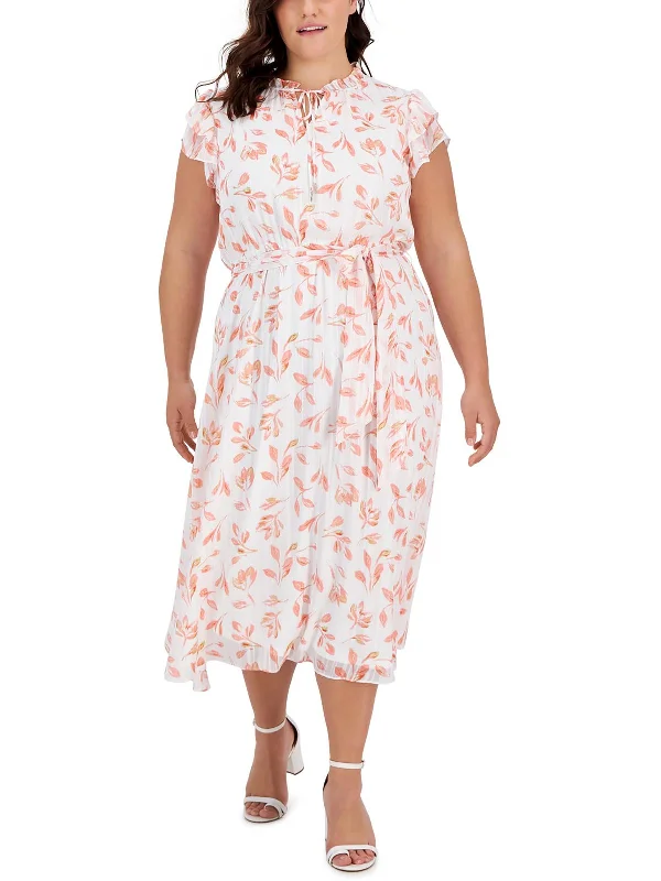 Versatile Women's Clothing for All Occasions Plus Leah Womens Printed Ruffled Maxi Dress