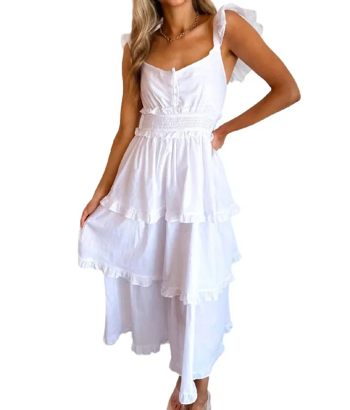 Classic Women's Clothing Styles Sunny Side Maxi Dress In White
