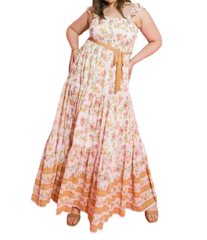 Women's Romantic Outfit Springtime Woven Maxi Dress - (Plus) In Multi
