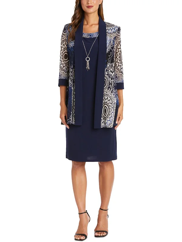 Comfortable Lounge Clothing Petites Womens Jacket Knee-Length Two Piece Dress
