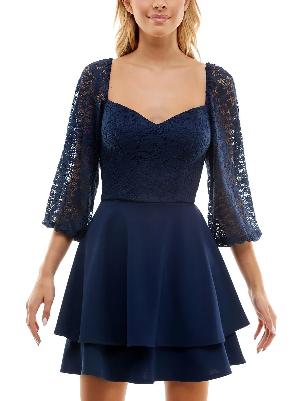 High-End Women's Apparel Juniors Womens Party Mini Fit & Flare Dress