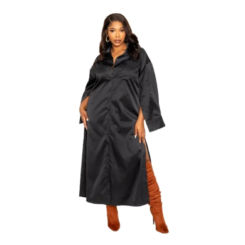 Women's Plus-Size Casual Outfit Cape Sleeve Shirt Dress