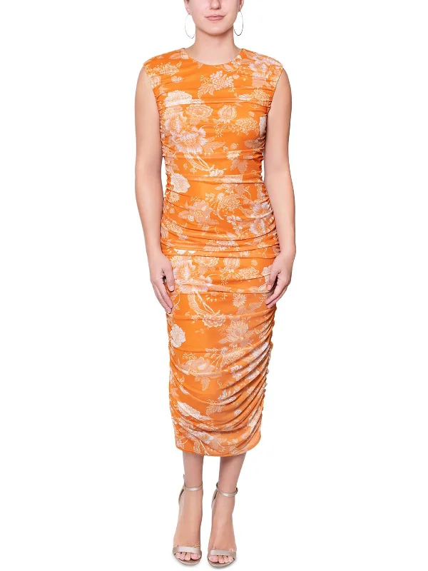 Women's Trendy Casual Clothes Julien Womens Ruched Floral Sheath Dress