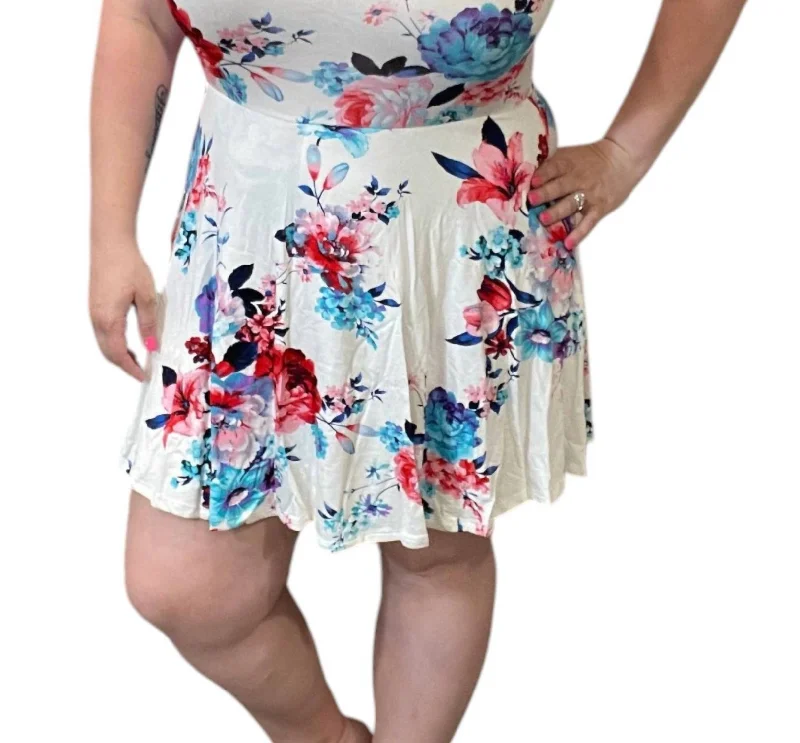 Trendy Women's Fashion Floral With Short Dress In White