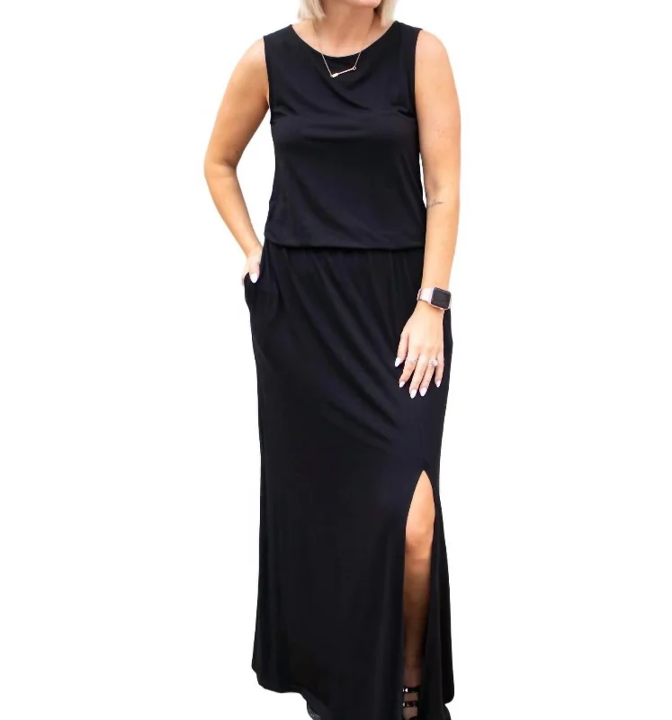 Fashionable Women's Wardrobe Loose Fit Maxi Dress In Black