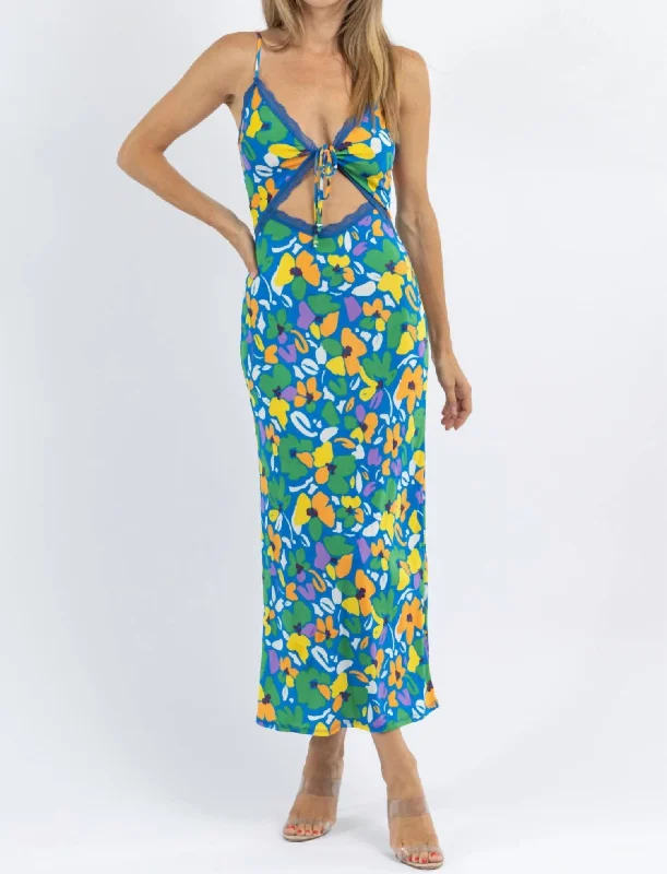 Casual Chic Clothing For Women Siggi Cutout Floral Maxi Dress In Green Multi