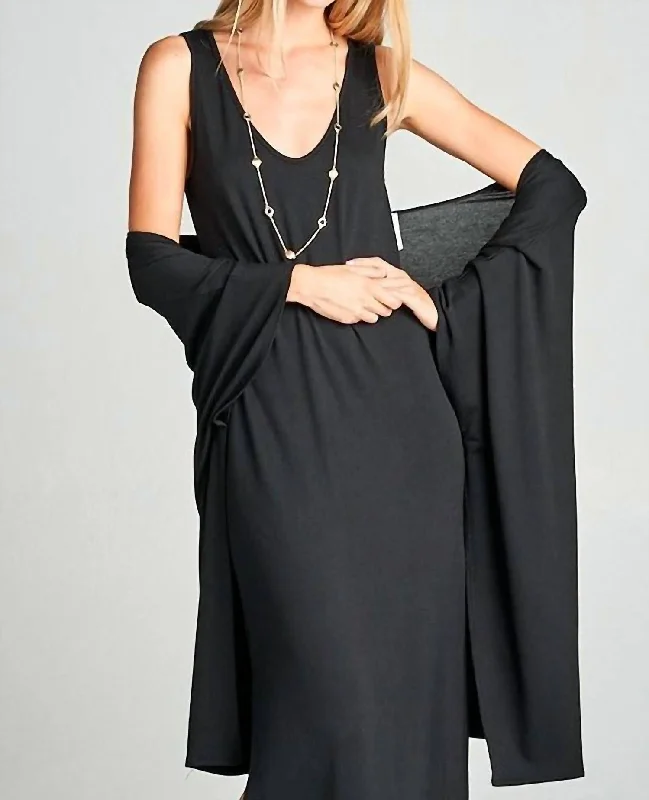 Clothes Woman Dahlia Side Slit Maxi Dress In Black