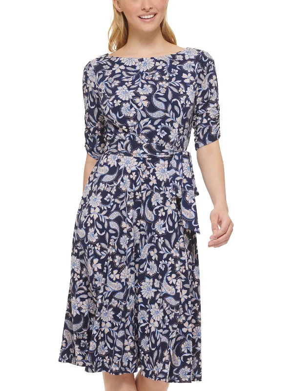 Comfortable Clothes Womens Floral Print Jersey Fit & Flare Dress