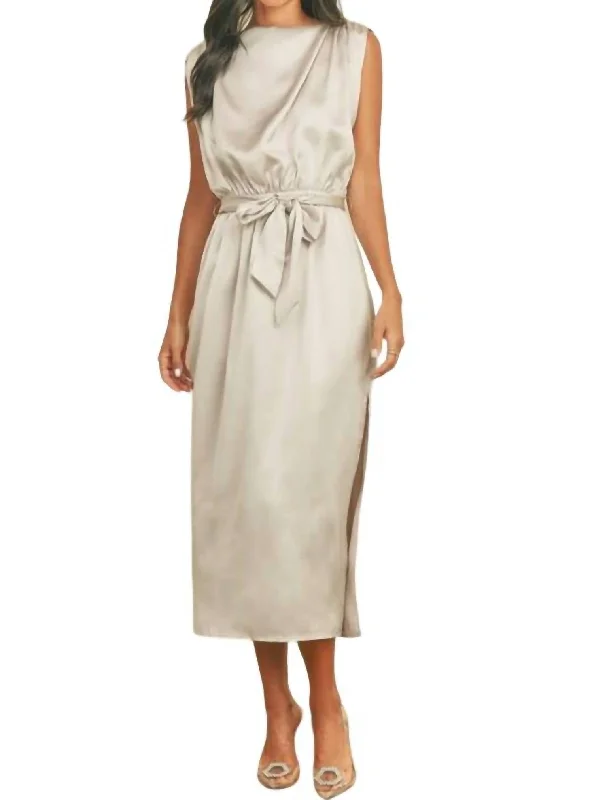 Vintage Clothing For Women Draped Satin Slip Dress In Champagne