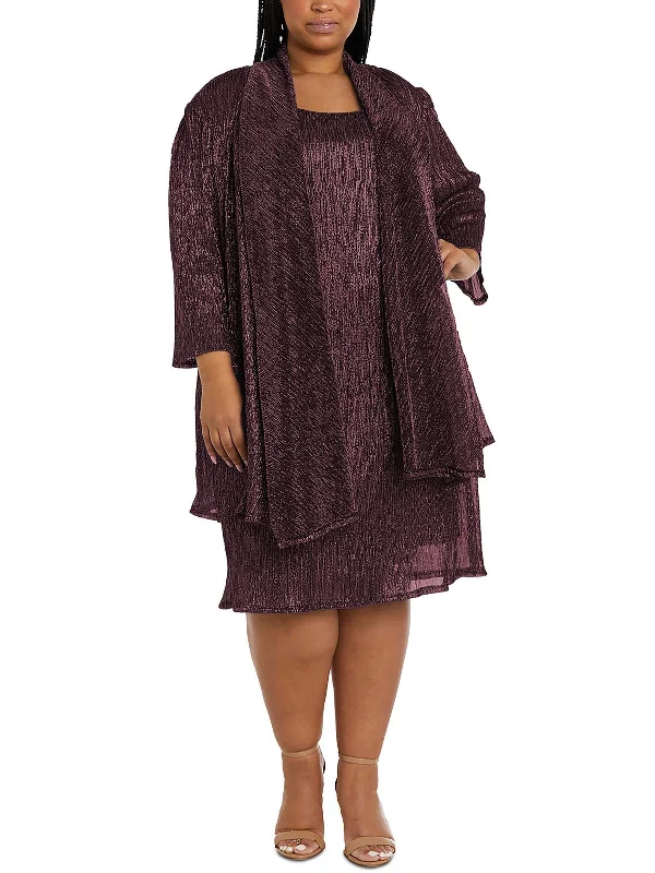Women's Work Outfit Plus Womens Metallic Sleeveless Cocktail Dress