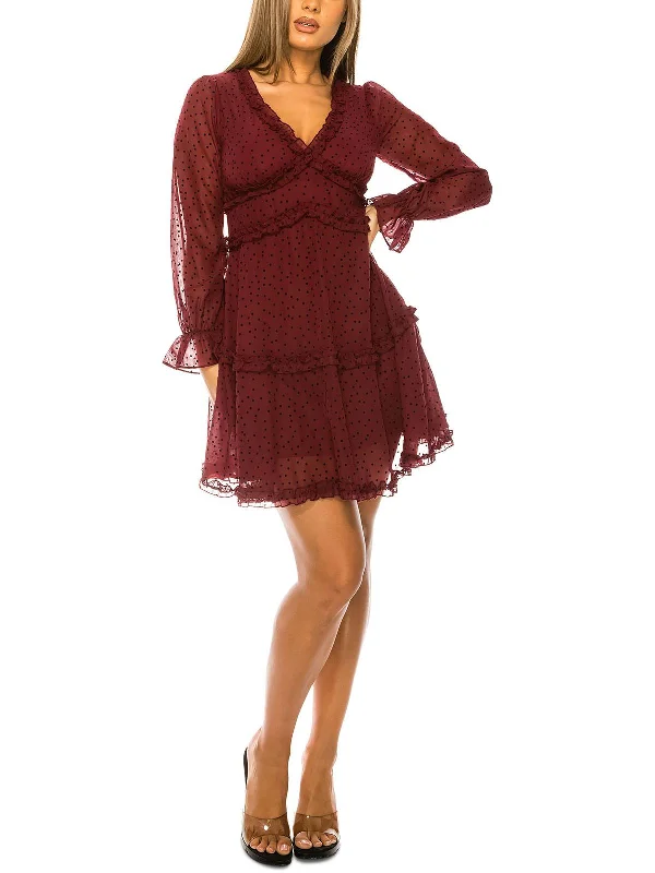 Chic Clothing For Women Womens Polka Dot Ruffled Tunic Dress