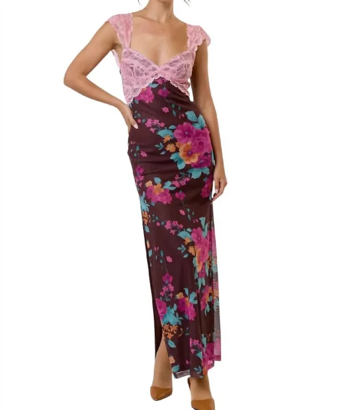 Women's Seasonal Wardrobe Clothing Secret Garden Maxi Dress In Mauve/brown