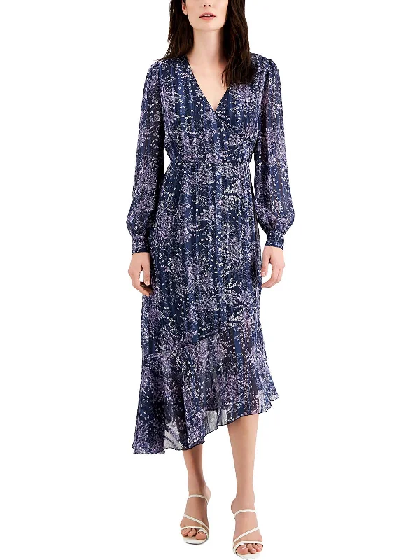 Relaxed Fit Women's Fashion Womens Floral Metallic Maxi Dress