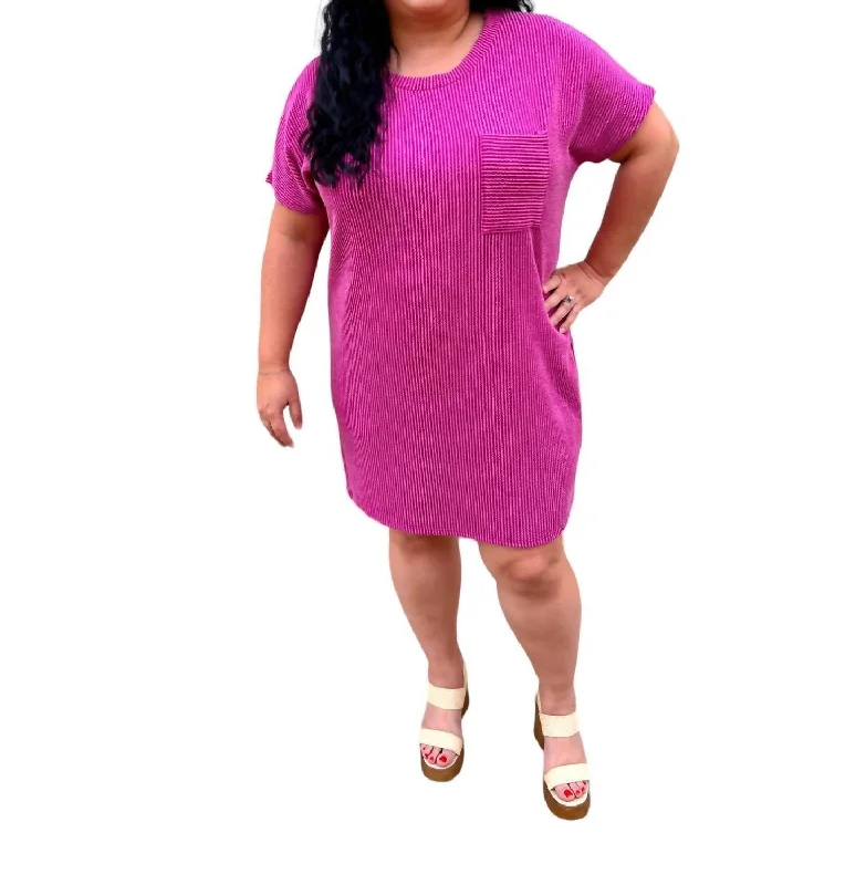 Women's Comfortable Lounge Garments Maggie Tee Shirt Dress Plus In Pink