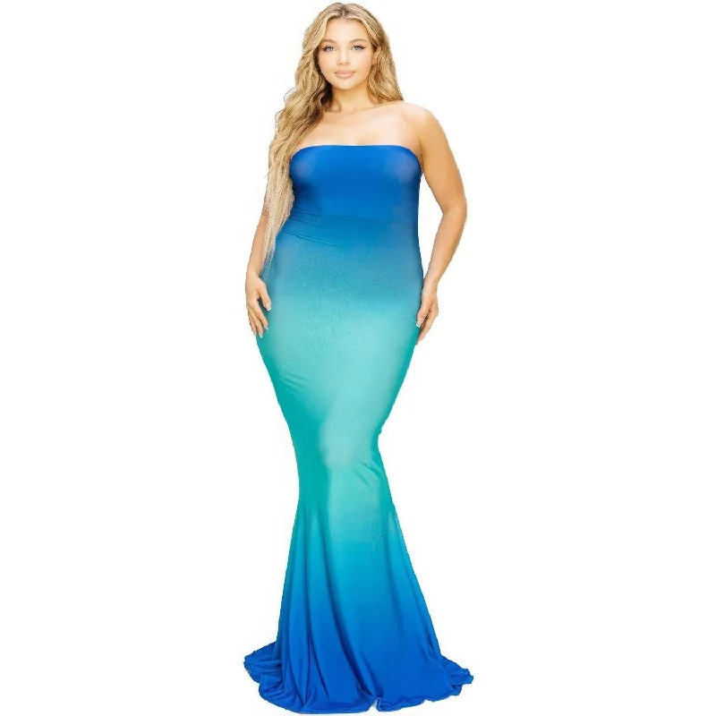 Chic Wardrobe Plus Hot Summer Gradient Tube Maxi Dress