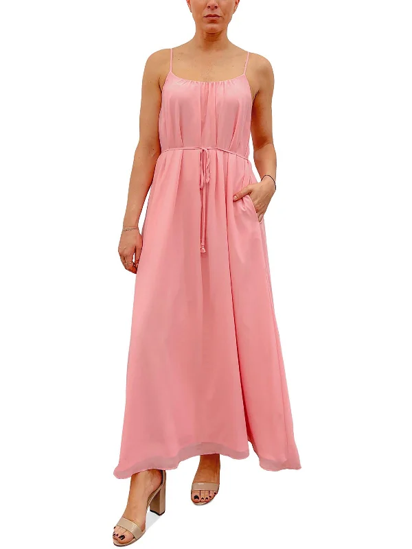 Formal Garments For Women Womens Solid Chiffon Maxi Dress