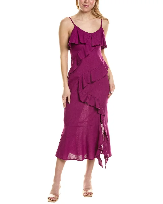Casual Outfit For Women REVERIEE Ruffle Linen-Blend Maxi Dress