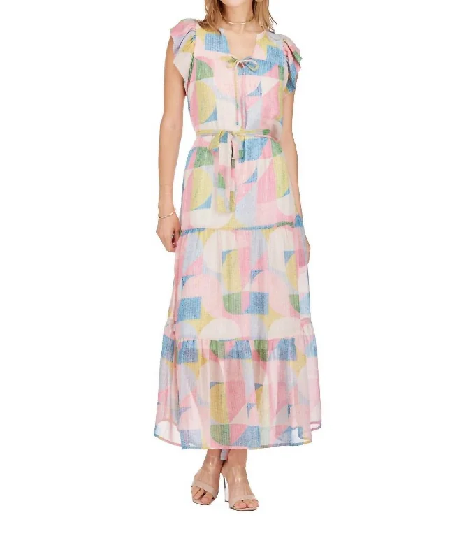 Trendy Street Style Clothing Tiered Maxi Dress In Pastel Abs
