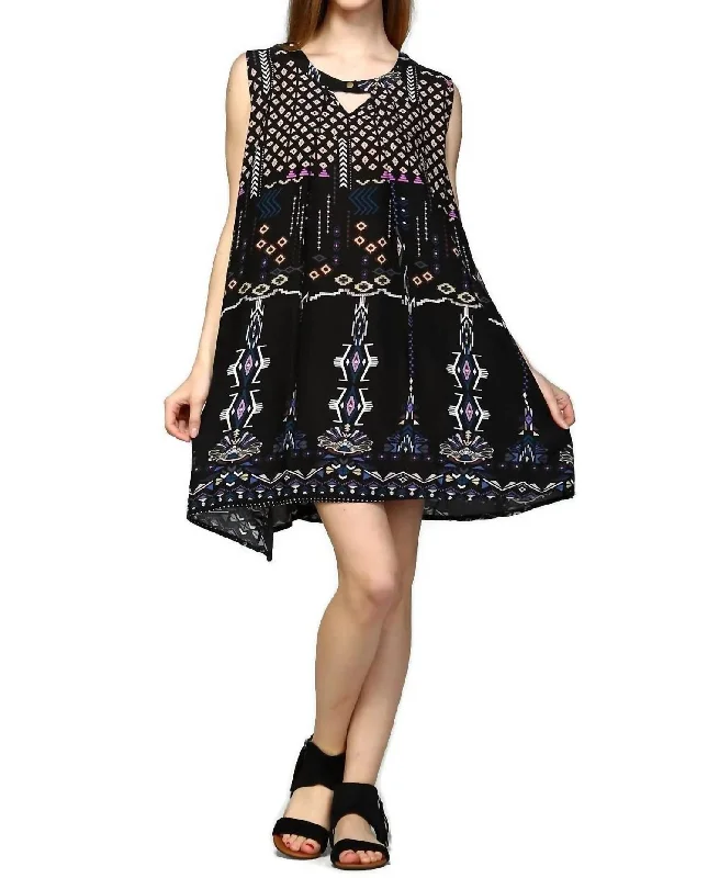 Clothes Sales Sleeveless Keyhole Dress In Black