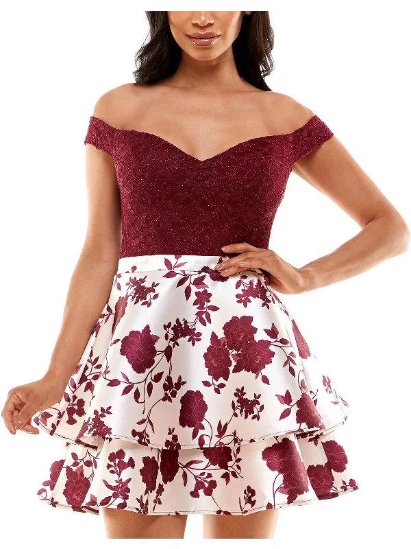 Stylish Savings Juniors Womens Floral Mini Fit & Flare Dress