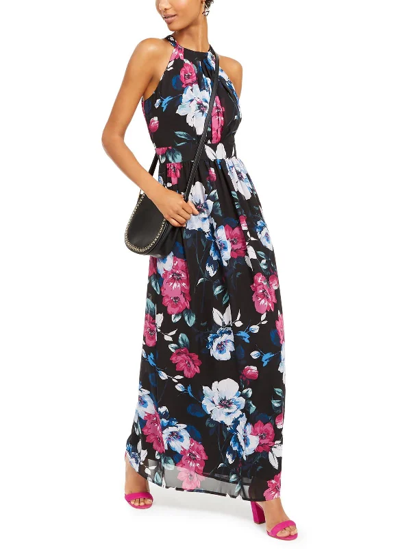 Women's High-Fashion Garments Womens Floral Halter Maxi Dress