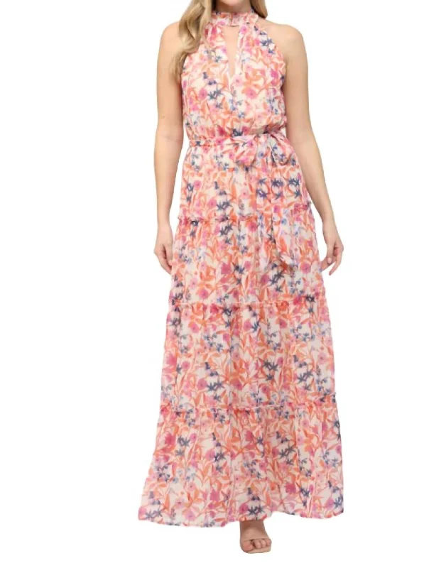 Evening Elegance Dominique Maxi Dress In Pink