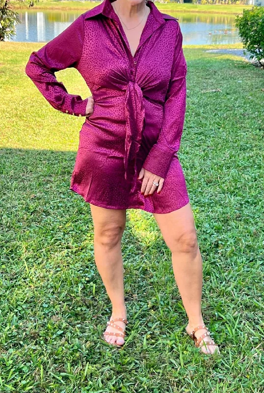 Vintage Women's Fashion Let's Go Girls Dress In Maroon