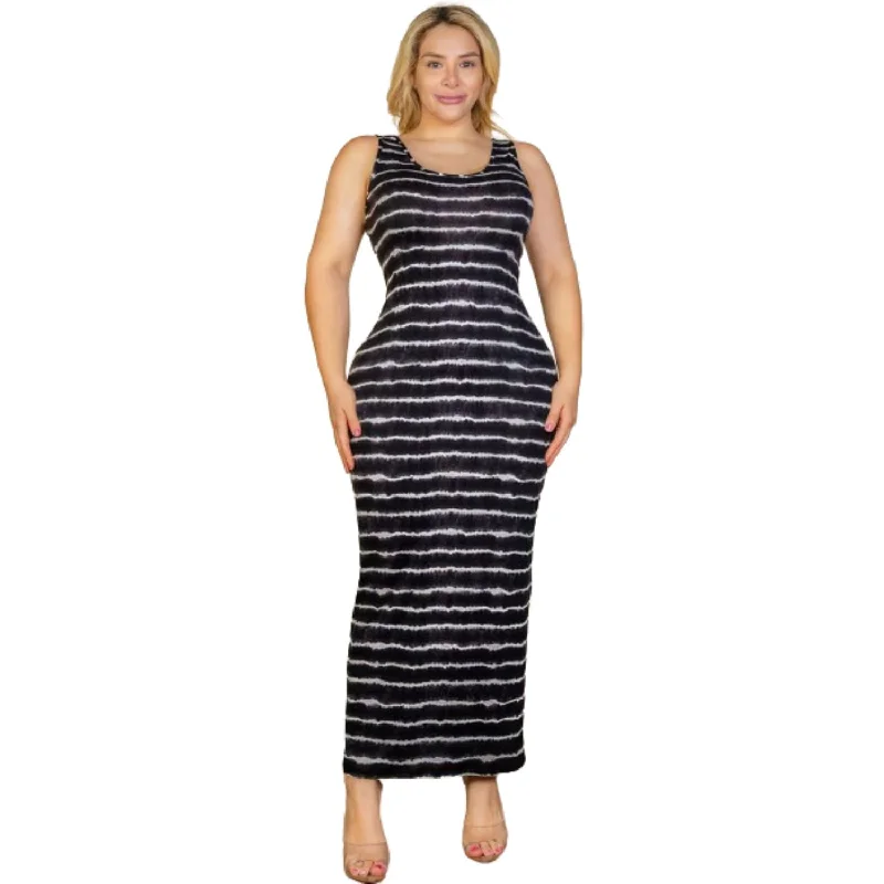 Evening Looks Plus Size Tie Dye Printed Tank Bodycon Maxi Dress