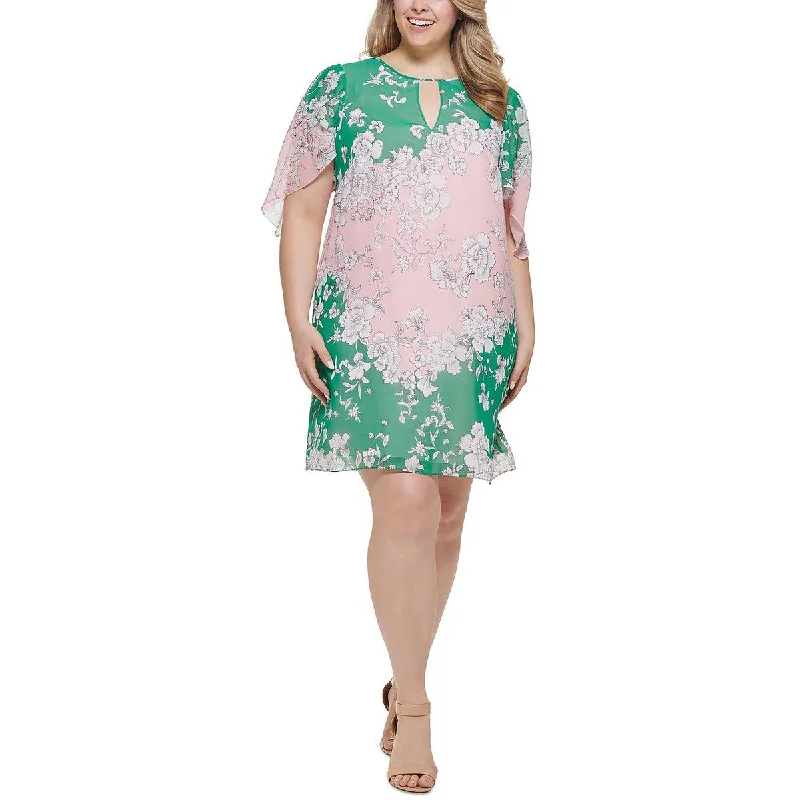 Women's Trendy Casual Clothes Plus Womens Floral Print Mini Sheath Dress