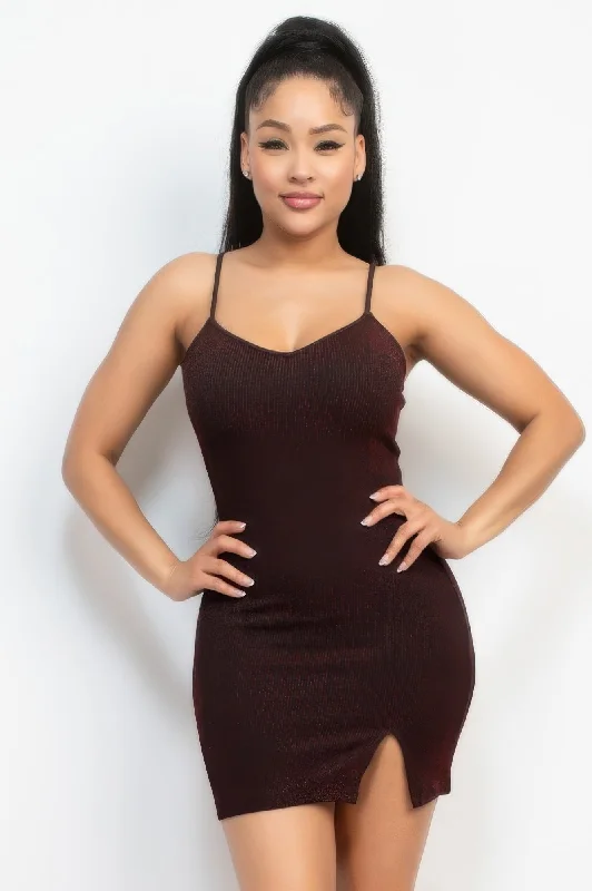 Vibrant Femme Fashion Glittered bodycon slit dress