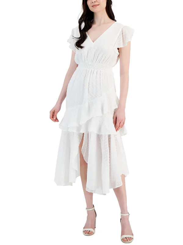 Casual Chic Clothing Womens Clip Dot Asymmetric Maxi Dress